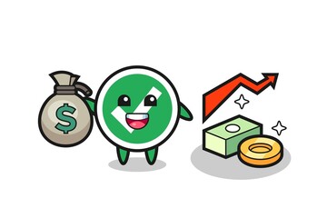 check mark illustration cartoon holding money sack