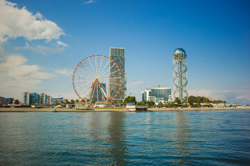Batumi city view from the sea. Batumi panorama, Georgia.