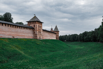 Naklejka premium The wall of the ancient city of Veliky Novgorod