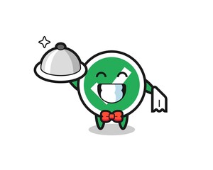 Character mascot of check mark as a waiters