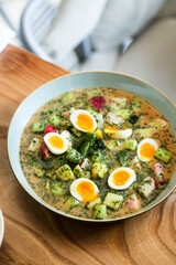 Traditional Russian cold soup with eggs