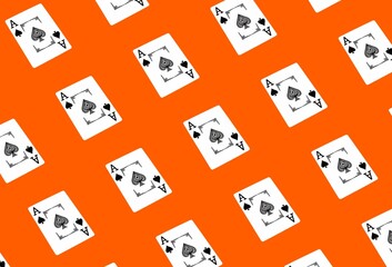 Background for the design and banner. The ace of spades card on an orange background. Pattern