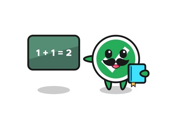 Illustration of check mark character as a teacher