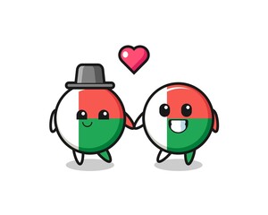 madagascar flag badge cartoon character couple with fall in love gesture