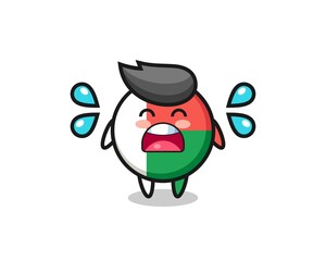 madagascar flag badge cartoon illustration with crying gesture