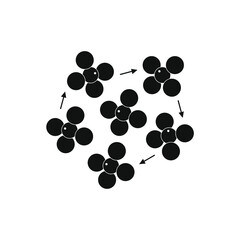 vector set of black molecule icons and arrows