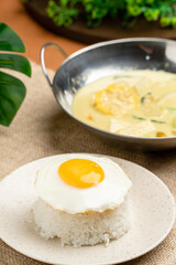 Sayur lodeh  is an Indonesian vegetable soup prepared from vegetables in coconut milk popular in Indonesia. The origin of the dish can be traced to the Javanese people's tradition of Java.