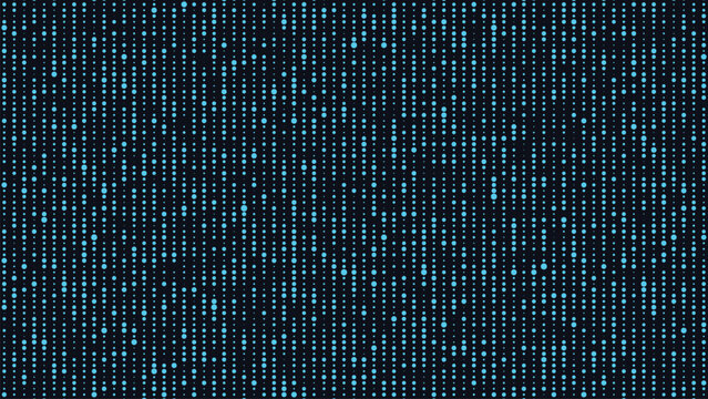 Dots texture with noise effect. Abstract halftone background. Vector glitch backdrop. Digital screen with matrix or binary code.