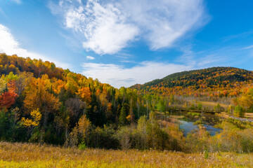 mountains and valleys under the colors of autumn-