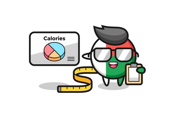 Illustration of madagascar flag badge mascot as a dietitian