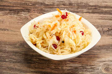 Sauerkraut with cranberry in the bowl