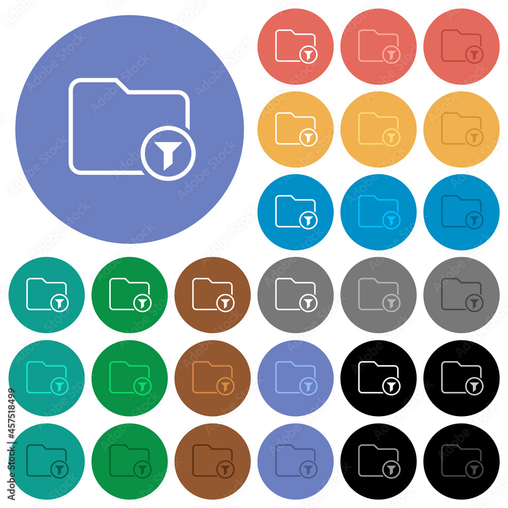 Poster filter directory outline round flat multi colored icons