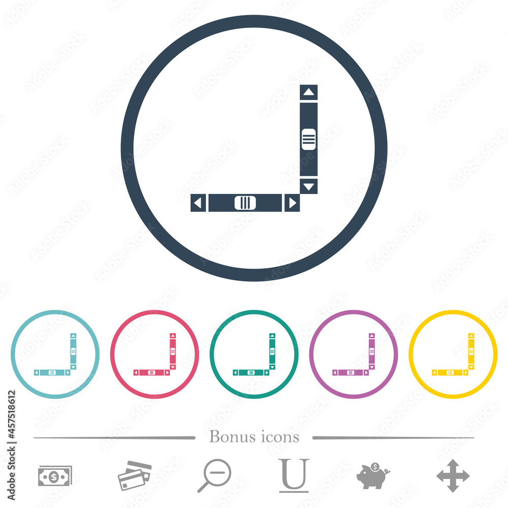 Poster vertical and horizontal scroll bars flat color icons in round outlines