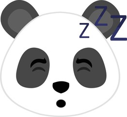 Vector emoticon illustration of the face of a cartoon panda bear sleeping