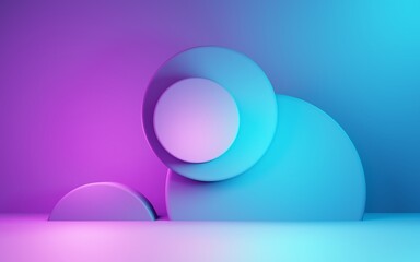 3d rendering of purple and blue abstract geometric background. Cyberpunk concept. Scene for advertising, technology, showcase, banner, cosmetic, fashion, business. Sci-Fi Illustration. Product display