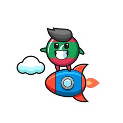 maldives flag badge mascot character riding a rocket