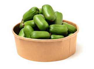 mini kiwi baby fruit (actinidia arguta) on white background 