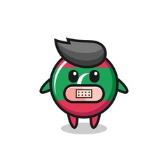Obraz premium Cartoon Illustration of maldives flag badge with tape on mouth