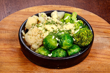 Steamed cabbage mix - cauliflower and broccoli