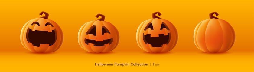 Pumpkin set of Halloween - Fun expression - obrazy, fototapety, plakaty