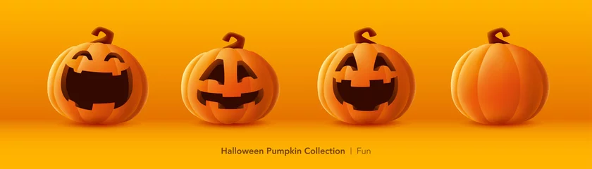 Foto op Plexiglas Pumpkin set of Halloween - Fun expression © ori-artiste