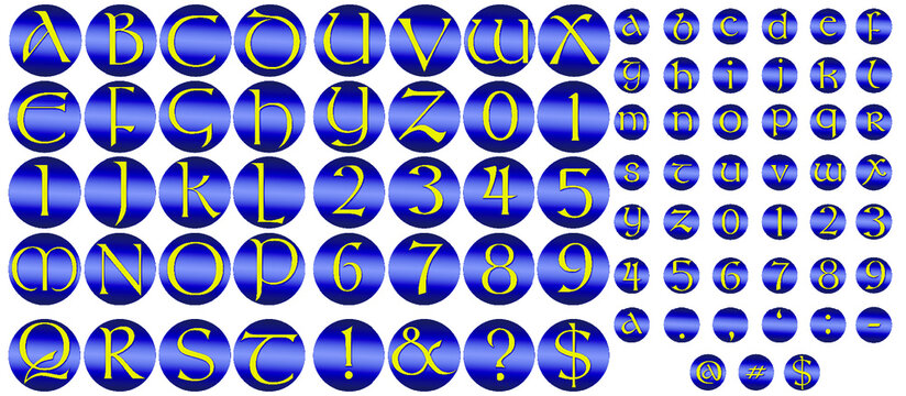 Yellow Alphabet blue gradient