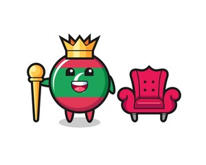 Mascot cartoon of maldives flag badge as a king