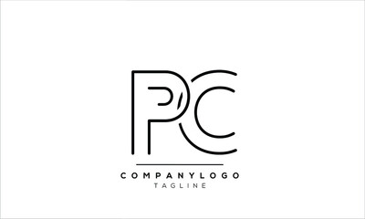Abstract Letter Initial PC CP Vector Logo Design Template.