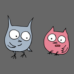 funny owl character. cartoon. Vector illustration. Isolated. Suitable for landing page, banner, flyer, coloring for kids and adults. doodles