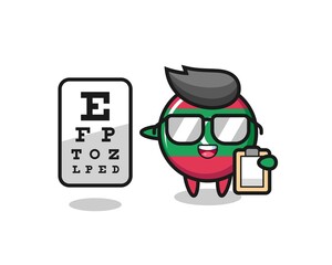Illustration of maldives flag badge mascot as an ophthalmology