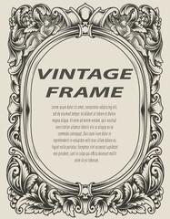illustration antique engraving frame monochrome style