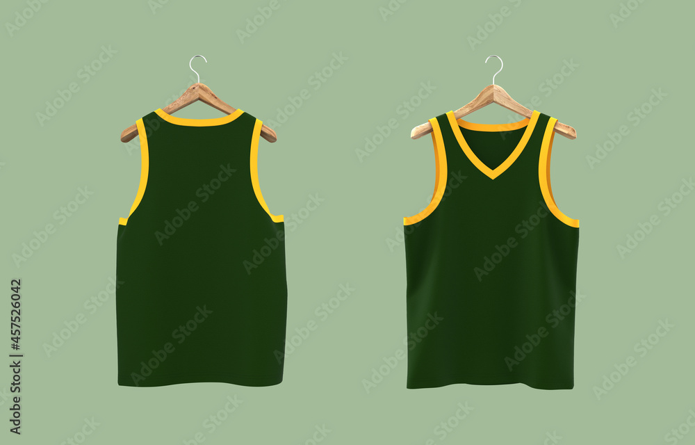 Canvas Prints Blank sleeveless t-shirt mockup in front and back views, design presentation for print, 3d illustration, 3d rendering