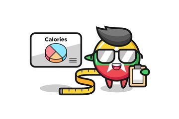 Illustration of myanmar flag badge mascot as a dietitian