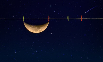 Abstract Half Moon on Laundry Rope