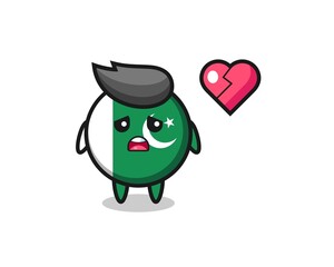 pakistan flag cartoon illustration is broken heart