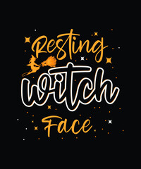 resting witch face.Halloween t-shirt design