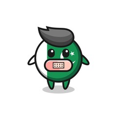Cartoon Illustration of pakistan flag with tape on mouth