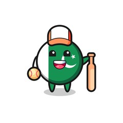 Cartoon character of pakistan flag as a baseball player