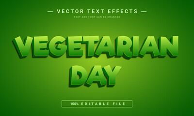 Vegetarian Day 3d Editable text effect template