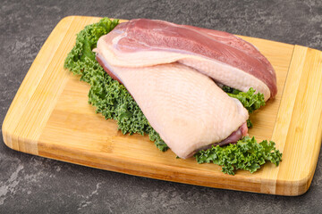Raw duck breast for cooking