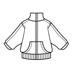 Demi-season jersey sports jacket outline for coloring on a white background