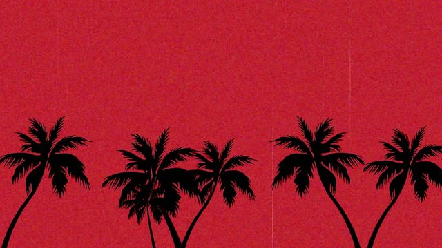 Animation of palm trees over red background