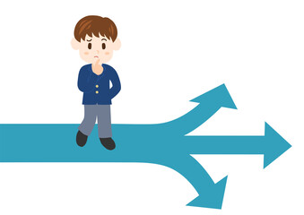 岐路に立つ男子高校生のイラスト