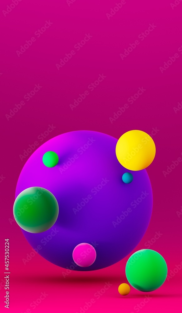 Poster abstract 3d render of composition with spheres, modern background design. 3d rendering.