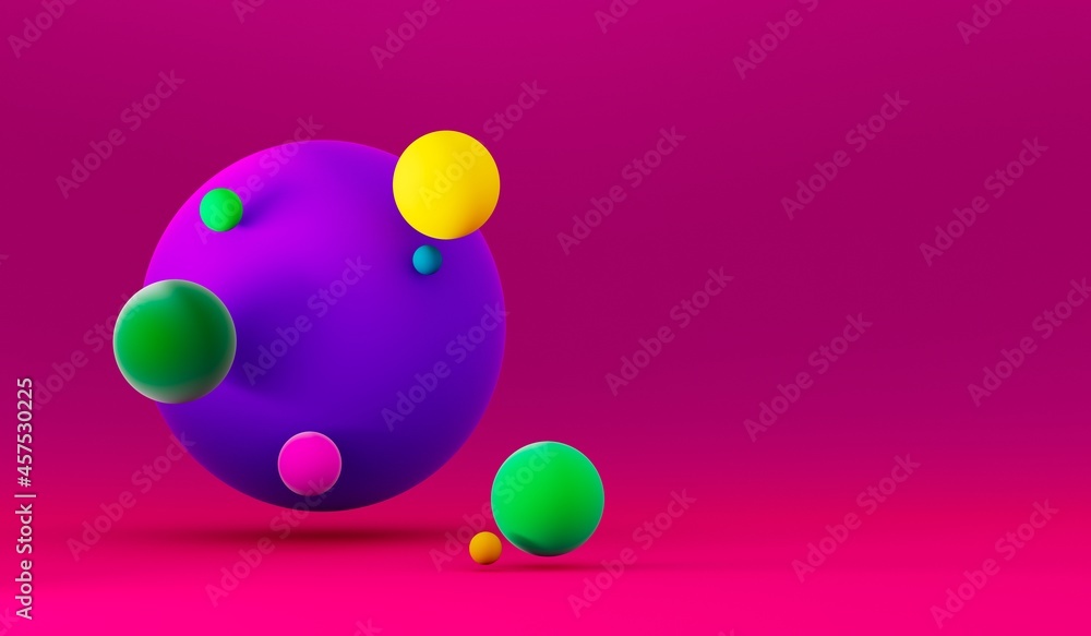 Poster abstract 3d render of composition with spheres, modern background design. 3d rendering.