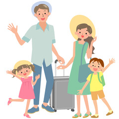 家族旅行に出かけるファミリー