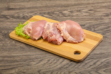 Raw chicken boneless and skinless leg