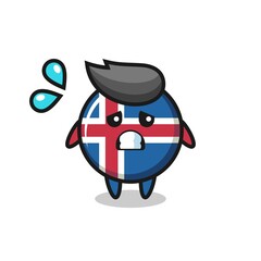 iceland flag mascot character with afraid gesture