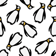 Obraz premium Cute Penguin cartoon seamless pattern