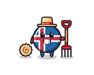 Mascot character of iceland flag as a farmer